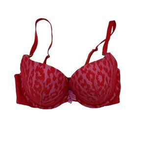 Victoria’s Secret Very Sexy Lace Padded Underwire Demi Bra Red 34D